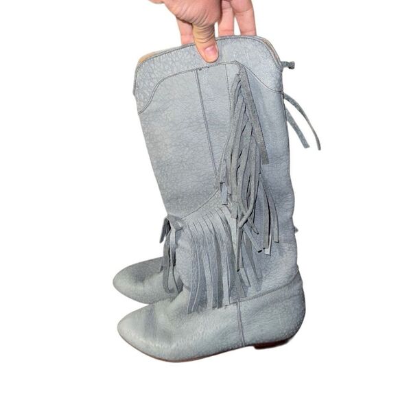 Vintage Baby Blue Fringe Cowgirl Boots Genuine Leather - Size 38 (Fit like a 7) - Picture 6 of 10